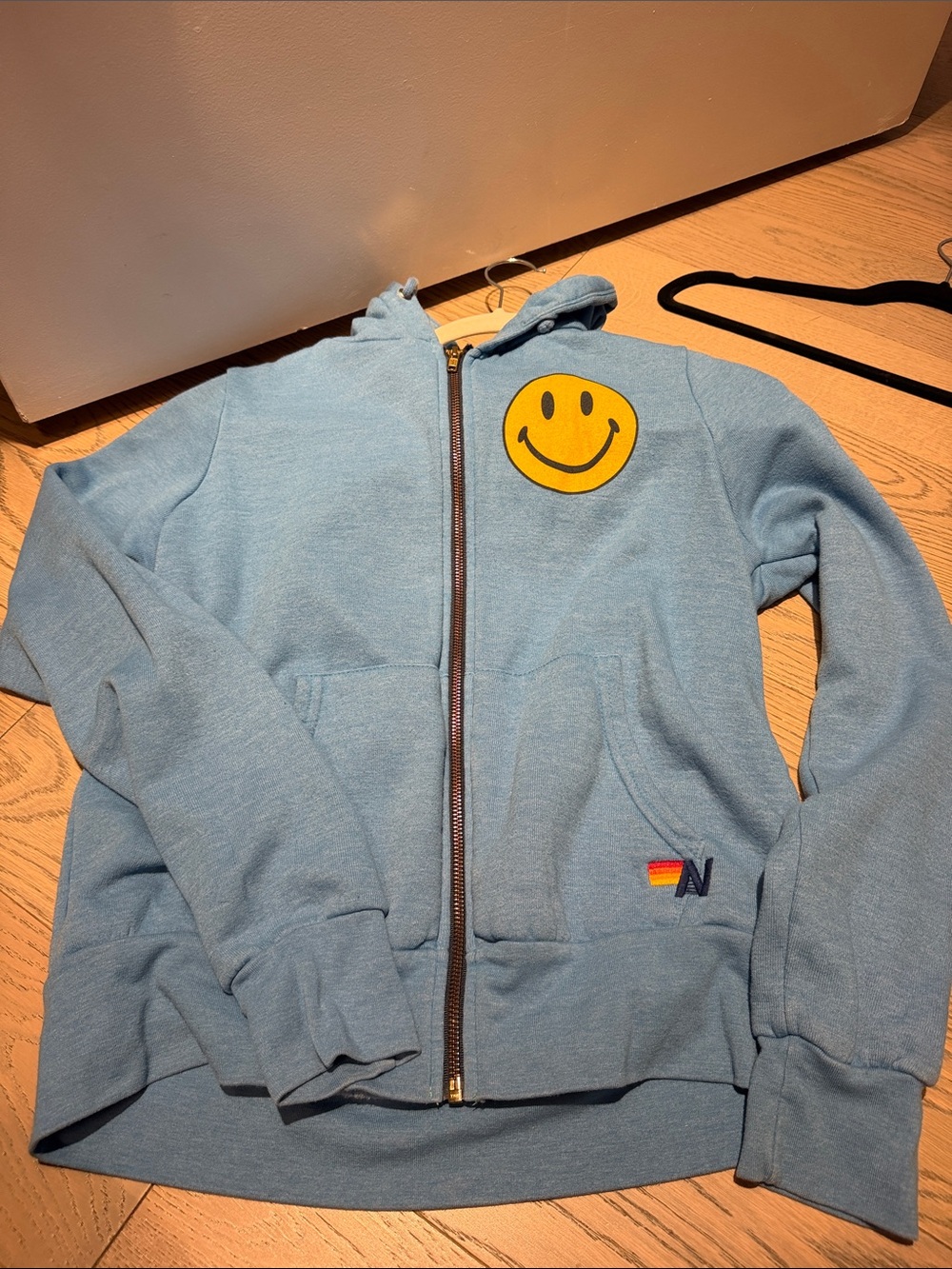 Zip-Up Hoodie with Smiley Patch